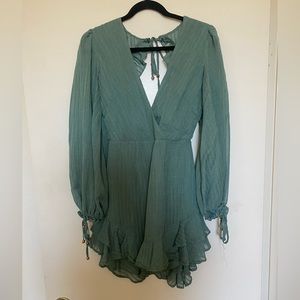 Hello Molly Green Long Sleeve Mini Dress